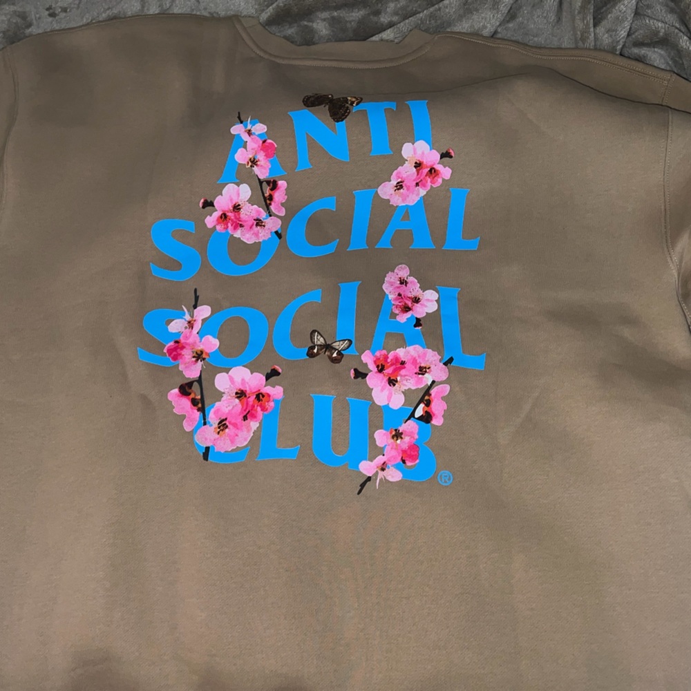 Anti Social Social Club Tan Sweatshirt with Floral Design